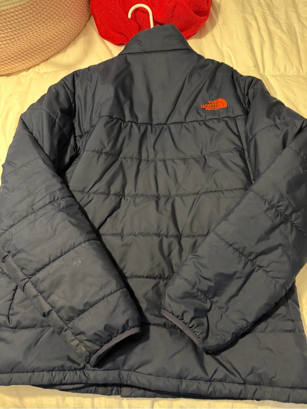 The North Face Blue Puffer Jacket with Orange Trim - Picture 5 of 6